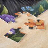 Black Longhaired Cat Family Pet Portrait ジグソーパズル (側面)