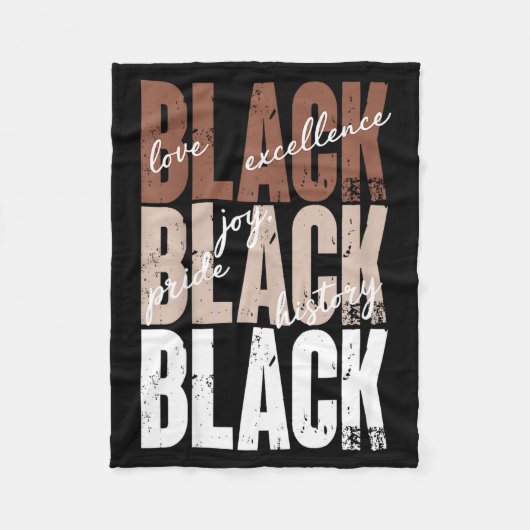 Black Love Excellence Joy Pride Black History Afri フリースブランケット (正面)