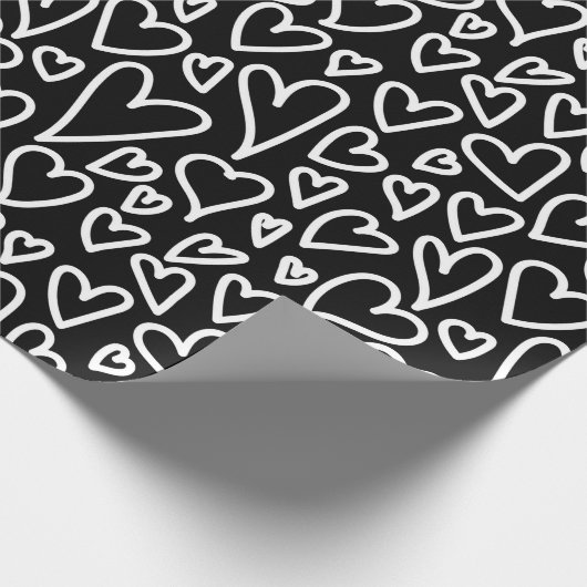 Black Love Hearts Pattern Wrapping Pattern ラッピングペーパー (角)