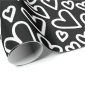 Black Love Hearts Pattern Wrapping Pattern ラッピングペーパー (ロールコーナー)