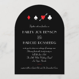 Black Love Struck Vintage Las Vegas Casino Wedding 招待状