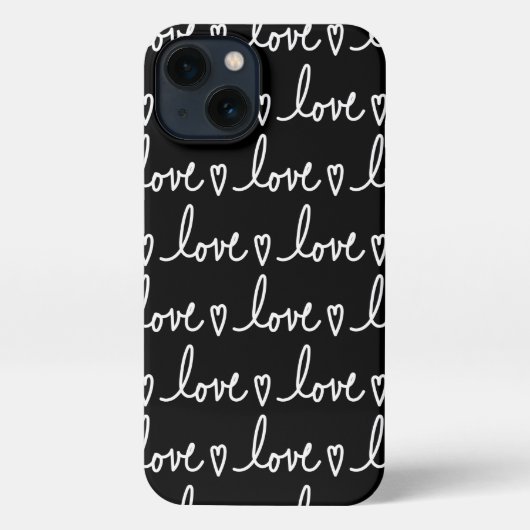 Black Love Written Words Print  iPhoneケース (裏面)