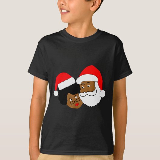 Black Loving Santa Claus And Mrs. Claus Ethnic Chr Tシャツ (正面)