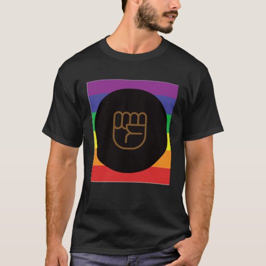 Black LQBTQIA+ Love Wins Rainbow Love Wins Resist Tシャツ (正面)