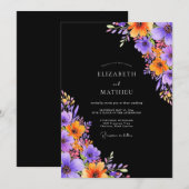 Black Lustrous Autumnal Wedding 招待状 (正面/裏面)