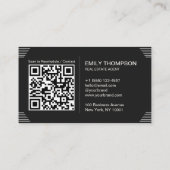 Black Luxury Art Deco QR Code Minimal Design 予約カード (裏面)
