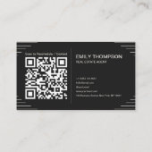 Black Luxury Art Deco QR Code Minimal Design 予約カード (裏面)