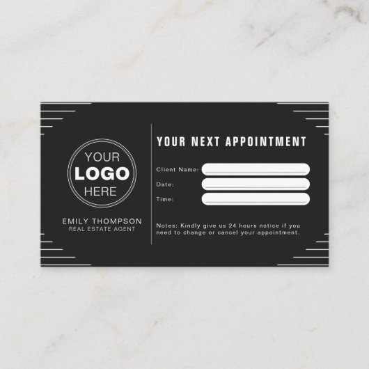 Black Luxury Art Deco QR Code Minimal Design 予約カード (正面)