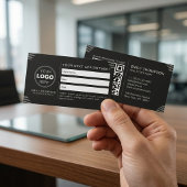 Black Luxury Art Deco QR Code Minimal Design 予約カード