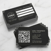 Black Luxury Art Deco QR Code Minimal Design 予約カード