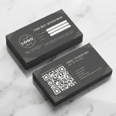 Black Luxury Art Deco QR Code Minimal Design 予約カード