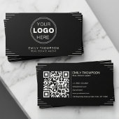 Black Luxury Art Deco QR Code Minimal Design 名刺