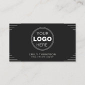 Black Luxury Art Deco QR Code Minimal Design 名刺 (正面)