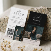 Black Luxury Elegant Law Firm Photo QR Code 名刺