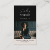 Black Luxury Elegant Law Firm Photo QR Code 名刺 (正面)