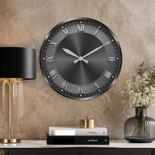 Black Luxury Modern Gunmetal ラージ壁時計