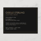 Black Luxury Real Estate Marketing ポストカード (裏面)