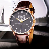 Black Luxury Vintage Floral Monogram 腕時計