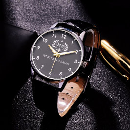 Black Luxury Vintage Floral Monogram  腕時計