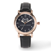 Black Luxury Vintage Floral Monogram 腕時計 (正面)