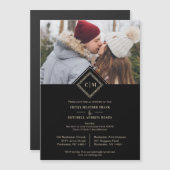 Black Luxury Wedding Initials Ornamental Flourish (正面/裏面)