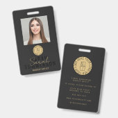 Black Makeup Artist Beauty Salon Employee ID バッジ (正面&裏面)