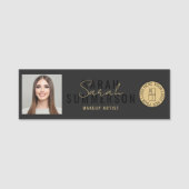 Black Makeup Artist Beauty Salon Employee ID 名札 (正面)