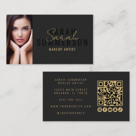 Black Makeup Artist Beauty Salon QR Code Photo 名刺