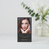 Black Makeup Artist Beauty Salon QR Code Photo 名刺 (スタンド正面)