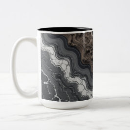 Black Marble Abstract Coffee Mug – Modern mug ツートーンマグカップ