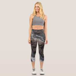 Black Marble Abstract Leggings – yoga pants カプリレギンス