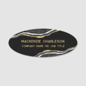 Black Marble Agate Gold Glitter Business 名札 (正面)