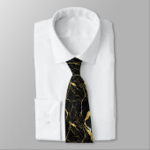 Black Marble and Gold Veins Elegant Pattern ネクタイ (タイ)