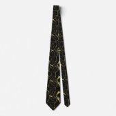 Black Marble and Gold Veins Elegant Pattern ネクタイ (正面)
