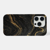 Black Marble Elegance ✨ Luxury Gold Vein Abstract iPhoneケース (裏面横)