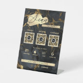 Black Marble Gold Agate 3 Qr Code Scan To Pay 台座サイン (正面)