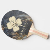 Black Marble & Gold Four Leaf Clover with Name 卓球ラケット (横)