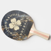 Black Marble Gold Irish Lucky Clover Wedding Crest 卓球ラケット (横)