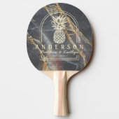 Black Marble & Gold Pineapple Wedding Arch & Name 卓球ラケット (裏面)