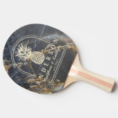 Black Marble & Gold Pineapple Wedding Arch & Name 卓球ラケット (横)