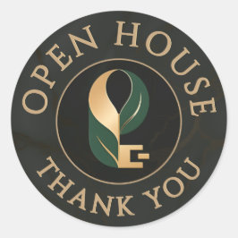 Black Marble Gold Real Estate Open House Thank You ラウンドシール