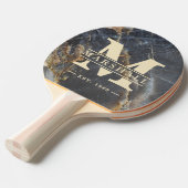 Black Marble & Gold Stone Monogram & Name Overlay 卓球ラケット (正面アングル)