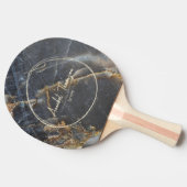 Black Marble & Gold Stone Name in Drawn Circle  卓球ラケット (横)