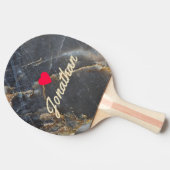 Black Marble & Gold Stone Vintage Heart Signature 卓球ラケット (横)