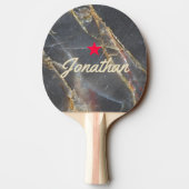 Black Marble & Gold Stone Vintage Star Signature 卓球ラケット (裏面)