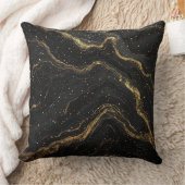 Black Marble Gold Veins Luxury Abstract クッション (ブランケット)