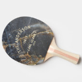 Black Marble & Gold Vintage Seaside Family Name 卓球ラケット (横)