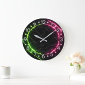 Black Marble Neon Clock Design ラージ壁時計 (ホーム)