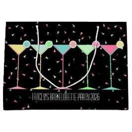 Black Martini Cocktail Confetti Party Celebration ラージペーパーバッグ