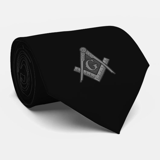 Black Masonic Freemason Master Neck Tie ネクタイ (ロール)